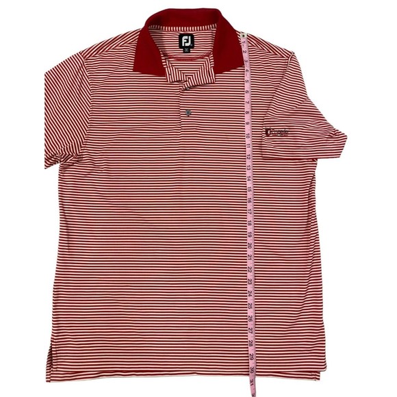 FJ FootJoy Men's Size L Red White Stripe Moisture Wicking Golf Polo Shirt - Picture 11 of 12